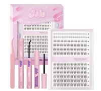 Cluster Lashes with Bottom Lash Kit - Individual Lash Clusters with Bond & Seal & Remover, D Curl DIY Eyelash Extensions Kit for Beginners by Jsio (Luxe Kit)
