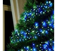 Cluster LED Christmas Decoration Lights Outdoor Battery Powered 300 Blue White LED Lights String 8 Mode Waterproof Lights for House Garden Xmas Tree Decoration