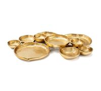 Cluster of 10 Round Serving Bowls Gold Clusters Decorative Elegant Snack Tray for Olives, Chip & Dip, Nuts, Appetizers & Entertaining Strong Brass & Enamel Home Decor Gifts, Parties & Weddings 20.5"