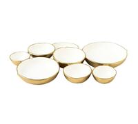 Cluster of 9 Round Serving Bowls Enamel Clusters Decorative Elegant Snack Tray for Olives, Chip & Dip, Nuts, Appetizers & Entertaining Strong Brass & Enamel Home Decor Gifts, Parties & Weddings 22"