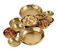 Cluster Serving Tray - Tiered Metal Vintage Display Table Decor, Nine Compartment Platter Exquisite Snack Serving Bowls, Multi Functional Banquet Centerpiece | Charcuterie Appetizer Set for Party