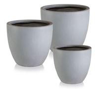 Cluster Set Of 3 Idealist™ Garden Planter, Grey Reinforced Stone Outdoor Plant Pots: D30 H27 Cm + D40 H36 Cm + D50 H45 Cm