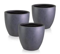 Cluster Set Of 3 Idealist™ Outdoor Plant Pots, Slate Grey Light Concrete Garden Planters: D30 H27 Cm + D40 H36 Cm + D50 H45 Cm