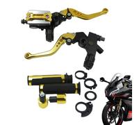 Clutch And Brake Lever Set Hydraulic Adjustable General Brake Handle | Clutch Lever General Right Handle Aftermarket Compatible Replacement for Most Motorcycles Street Dirt Cruiser Chopper gold