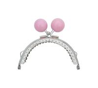 Clutch Bag Clasp 2pcs 8.5/10.5cm Candy Color Beads Silver Metal Purse Frame Handle for Clutch Bag Handbag Accessories Making Kiss Clasp Lock(8.5cm-Pink)