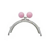 Clutch Bag Clasp 2pcs 8.5/10.5cm Candy Color Beads Silver Metal Purse Frame Handle for Clutch Bag Handbag Accessories Making Kiss Clasp Lock(10.5cm-Pink)