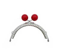 Clutch Bag Clasp 2pcs 8.5/10.5cm Candy Color Beads Silver Metal Purse Frame Handle for Clutch Bag Handbag Accessories Making Kiss Clasp Lock for Purse Making(10.5cm-red)
