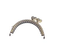 Clutch Bag Clasp 2PCS Vintage Frame Handle 8.5cm Heart Head Metal Purse for Clutch Bag Wallet Kiss Clasp Lock DIY Bag Making Accessory(Brown)
