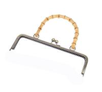 Clutch Bag Clasp Vintage Style Metal Purse Bag Frame Kiss Clasp Lock with Bamboo Handle Jewelry Clasps Sewing Fasteners Purse Making Supplies Handle Replacement(25cm Light)