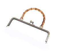 Clutch Bag Clasp Vintage Style Metal Purse Bag Frame Kiss Clasp Lock with Bamboo Handle Jewelry Clasps Sewing Fasteners Purse Making Supplies Handle Replacement(25cm dark)