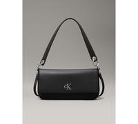 Clutch Bag with Flap and 2 Shoulder Straps Black