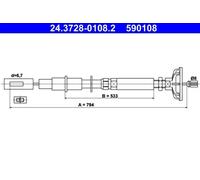 ATE 24.3728-0108.2 Clutch Cable
