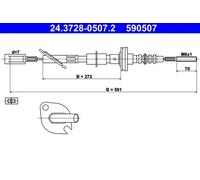 Clutch cable 24.3728-0507.2 ATE for FIAT CINQUECENTO SEICENTO / 600