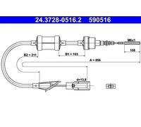 ATE 24.3728-0516.2 Clutch Cable
