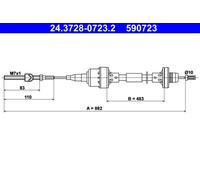 ATE 24.3728-0723.2 Clutch Cable
