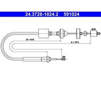 Clutch cable 24.3728-1024.2 ATE for RENAULT MEGANE I MEGANE Scénic SCÉNIC I MPV