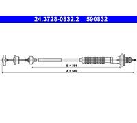 ATE CLUTCH CONTROL CABLE PULL 24372808322 FOR PEUGEOT