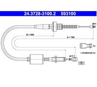 ATE 24.3728-3100.2 Clutch Cable
