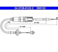 Clutch cable with automatic adjustment 24.3728-0122.2 ATE for VW
