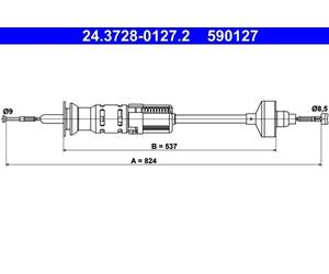 Clutch cable with automatic adjustment 24.3728-0127.2 ATE for VW GOLF Mk III