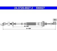 Clutch cable with automatic adjustment 24.3728-0827.2 ATE for PEUGEOT 206 Van