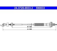 Clutch cable with automatic adjustment 24.3728-0833.2 ATE for PEUGEOT 206 Van