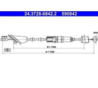 ATE 24.3728-0842.2 Clutch Cable for PEUGEOT