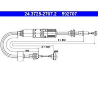 ATE 24.3728-2707.2 Clutch Cable
