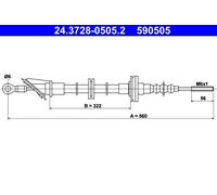 ATE 24.3728-0505.2 Clutch Cable
