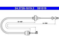 ATE 24.3728-1019.2 Clutch Cable