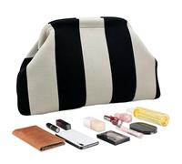 Clutch Crochet Clutch Bag - Dumpling Shaped Travel Clutch Bag Lightweight for Women Travel Holiday Beach Evening Wedding Elegant, Black and White Stripes, Se référer à la description
