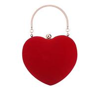 Clutch Purse Cute Heart Shaped Women Handbag Evening Bags Wicker Clutch (Red, One Size)