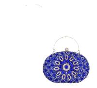 Clutch Purse for Women, Blue/Rose Red, 20x13.5x5.5cm, Rhinestone Crystal Diamond, Evening Wedding, Round Clasp, Sunflower Design (Blue)