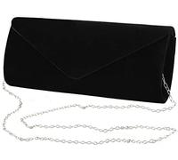 Clutch Purses Evening Bag for Women Party Prom Black-Tie Events Velvet Handbag Shoulder Cross Body Bag With Detachable Chain, Black
