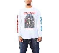 Clutch T-Shirt Elephant Band Logo Nue Official Men's White Long Sleeve, White, M