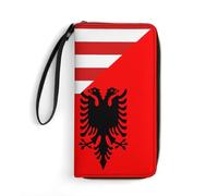 Clutch Wallet America Flag and Albania Flag Women Card Case Card Case Women's Wallets with Zipper Pocket Leather Purse for Women, Unisex, Daughter