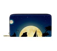 Clutch Wallet Mer-Maid and Moon Boat Leather Purse Microfiber Wallet Pouch Artistic Handbags for Teens, Unisex, Evening Party