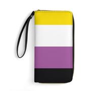 Clutch Wallet Non-Binary Pride Community Flag Leather Purse Microfiber Women's Wallets RFID Blocking Wallet Pouch for Teacher, Women, Teens