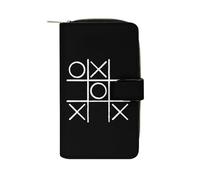 Clutch Wallet Tic Tac Toe Noughts and Crosses Board Leather Purse Cute Women Card Case RFID Blocking Genuine Leather Wallets for Mother, Girls, Teens