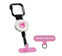 ClutchLoop Anti-Theft Phone Tether - Universal Adhesive Anchor, Retractable Steel Line and Locking Carabiner (Pinkie)