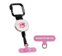 ClutchLoop Anti-Theft Phone Tether - Universal Adhesive Anchor, Retractable Steel Line and Locking Carabiner (Pinkie)