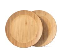 cluzelar Bamboo Plates 7.5Inch Round Bamboo Plate Reusable Dinner Plate Tableware 2PCS Wooden Plates Lightweight Dishes Snack, Dessert, Unbreakable Classic Plate