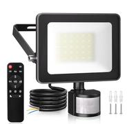 CLV 25W Security Lights Outdoor Motion Sensor, 2450LM PIR Sensor Security Light IP66 Waterproof Motion Sensor Floodlight with Remote for Garage Backyard Garden Doorway