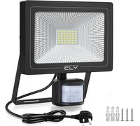 CLV 35W Plug in Security Lights Outdoor Motion Sensor, 3000Lumen Motion Sensor Floodlight with 1M Cable UK Plug, 6500K Cold White IP66 Waterproof PIR Lights Outdoor for Garden Forecourt Garage Pathway