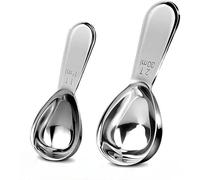 CLVEDU 2Pcs Stainless Steel Coffee Scoop, Durable Coffee Spoon Set 1 Tablespoon & 2 Tablespoon, Measuring Spoon Set for Ground Coffee