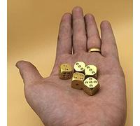 CLVEDU Classic Brass Dice Set - Solid Polished D6 Cube Spot Dice for Casino, Tables, Board Games & Drinking Games (5 PCS)