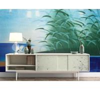 CLVIUJLBKLKSDD Photography 3D Photo Wallpaper Blue Ocean 200cmx140cm Chinese-Style Lakeside Reeds, Flying Cranes Living Room Bedroom Poster Decoration Mural