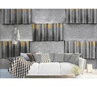 CLVIUJLBKLKSDD Photography 3D Photo Wallpaper Brick Wall 350cmx250cm Industrial-Style Abstract Grey Cement Blocks Living Room Bedroom Poster Decoration Mural