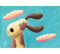 CLVIUJLBKLKSDD Photography 3D Photo Wallpaper Cartoon Animals 430cmx300cm Hand-Painted Embossed Clouds With Pet Dog Living Room Bedroom Poster Decoration Mural