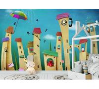 CLVIUJLBKLKSDD Photography 3D Photo Wallpaper Cartoon House 350cmx250cm Abstract Town Houses And Kindergarten Architecture Living Room Bedroom Poster Decoration Mural